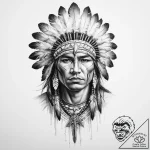 Tattoo sketch native american warrior – tattoo sketch (№1757226833_0, 07.09.2025 06:33) — tattoovalue.net