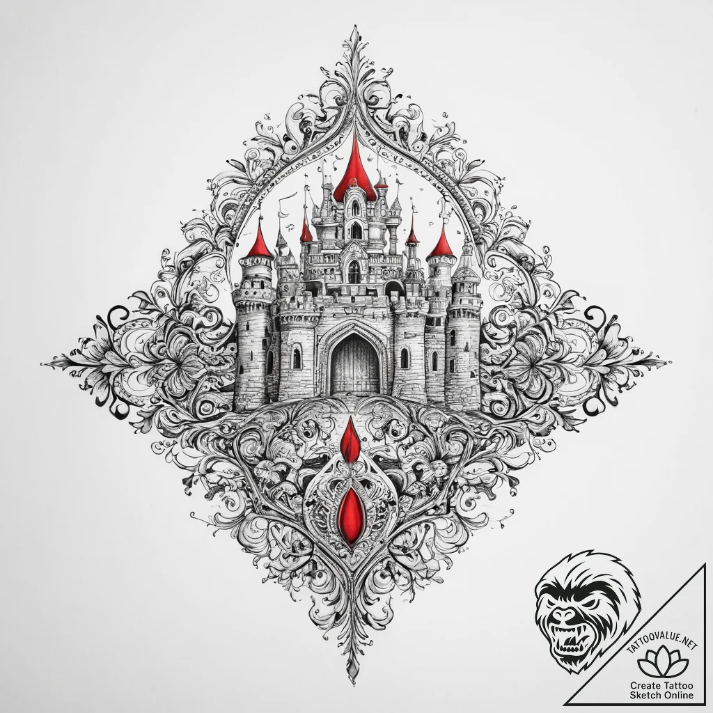 Tattoo sketch castle, artistic tattoo sketch,... - tattoo sketch (№1757227634_0, 07.09.2025 06:47) — tattoovalue.net