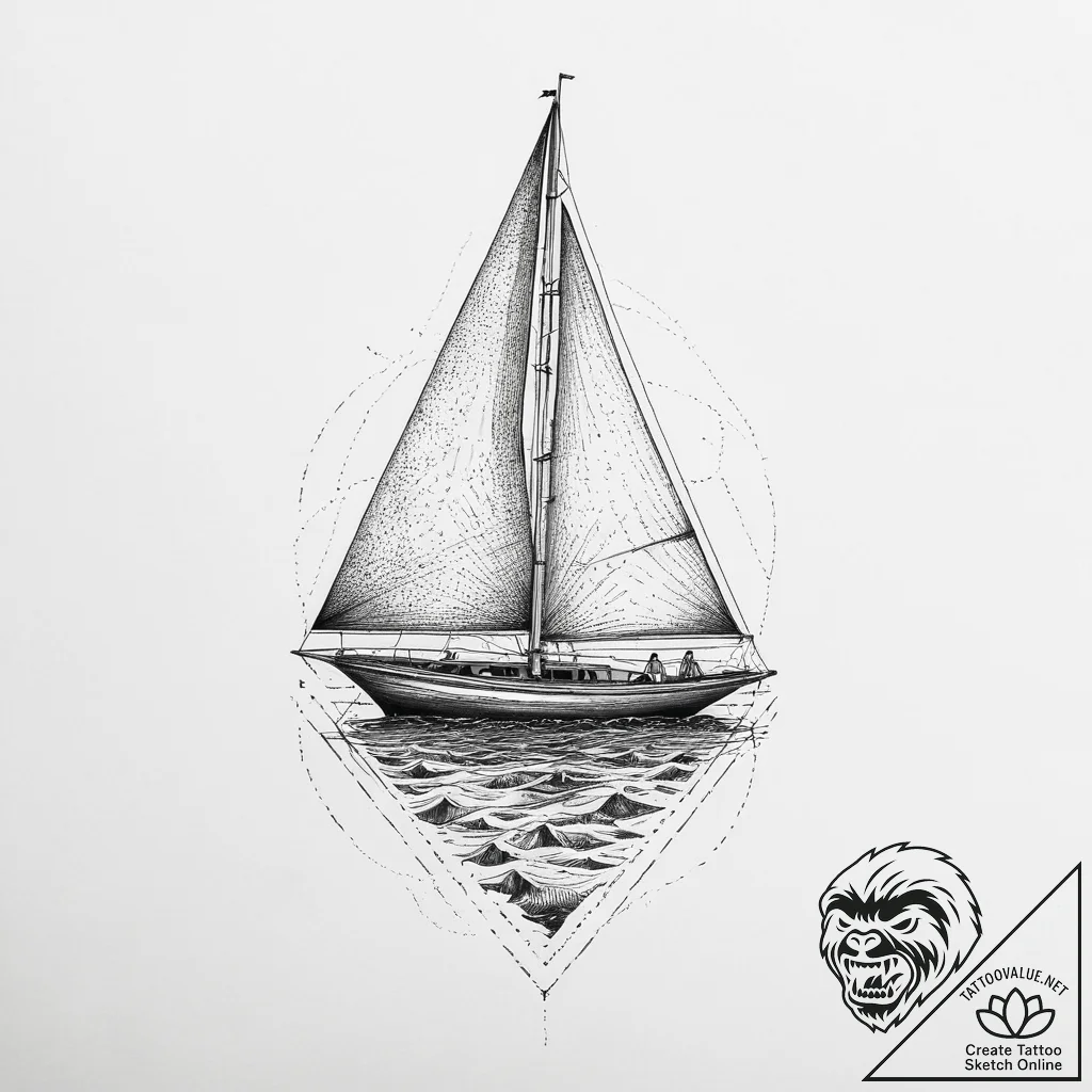 Tattoo sketch sailing a sailboat, tattoo sket... - tattoo sketch (№1757228630_0, 07.09.2025 07:03) — tattoovalue.net