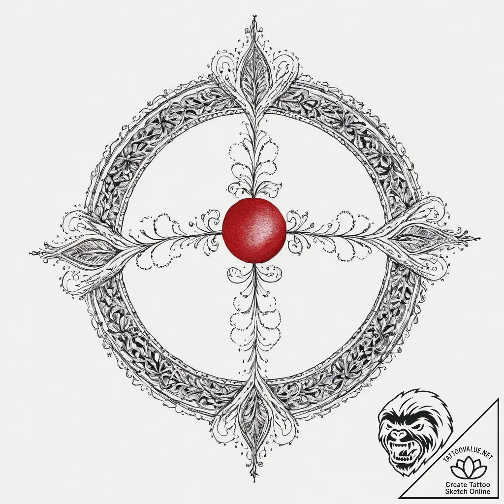 Tattoo sketch slavic embroidery pattern with... - tattoo sketch (№1757230623_0, 07.09.2025 07:37) — tattoovalue.net