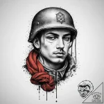 Tattoo sketch soldier with a knot, concept ar… – tattoo sketch (№1757231021_0, 07.09.2025 07:43) — tattoovalue.net
