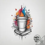 Tattoo sketch coffee cup and a book, tattoo l… – tattoo sketch (№1757231614_0, 07.09.2025 07:53) — tattoovalue.net