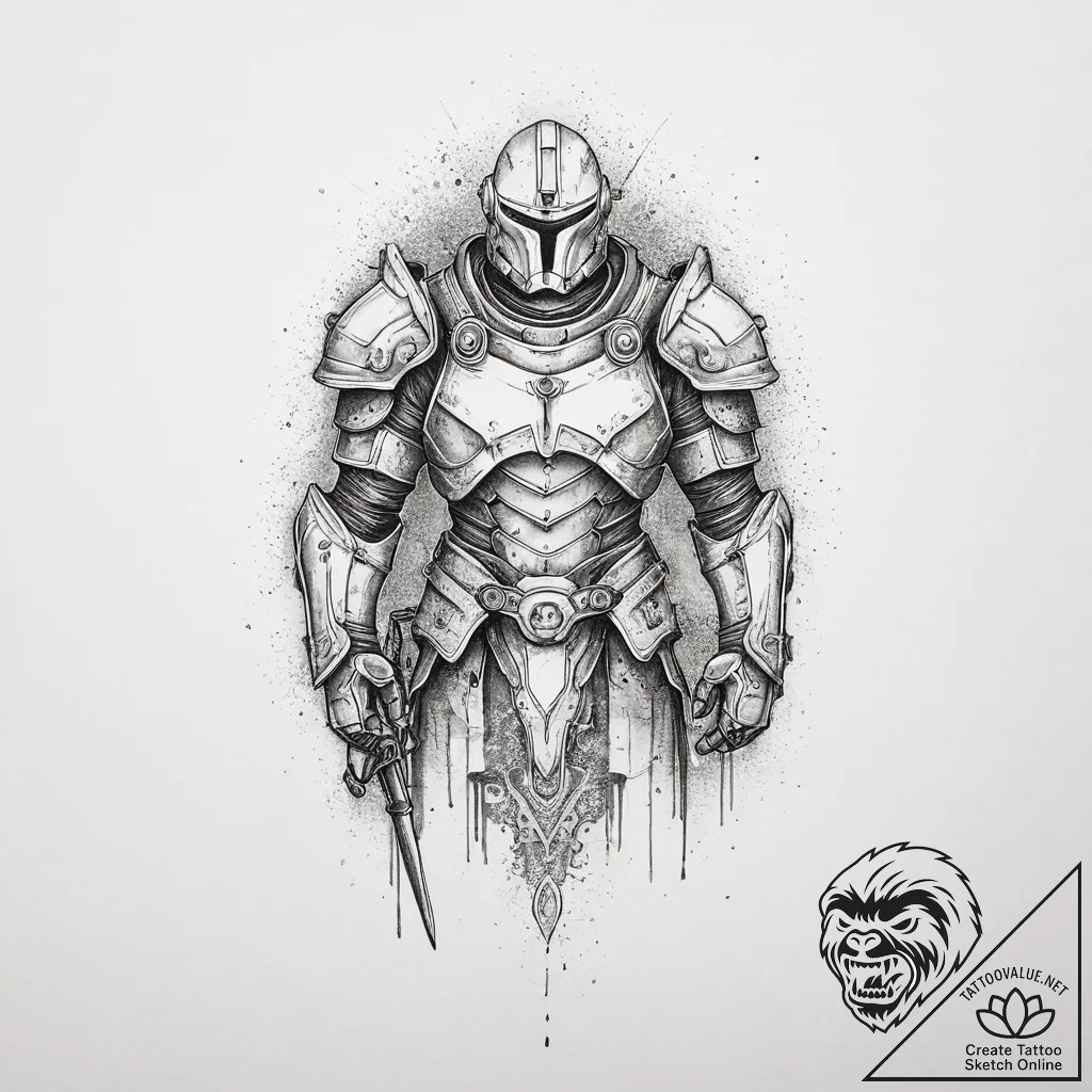 Tattoo sketch warforged armor, tattoo drawing... - tattoo sketch (№1757233397_0, 07.09.2025 08:23) — tattoovalue.net