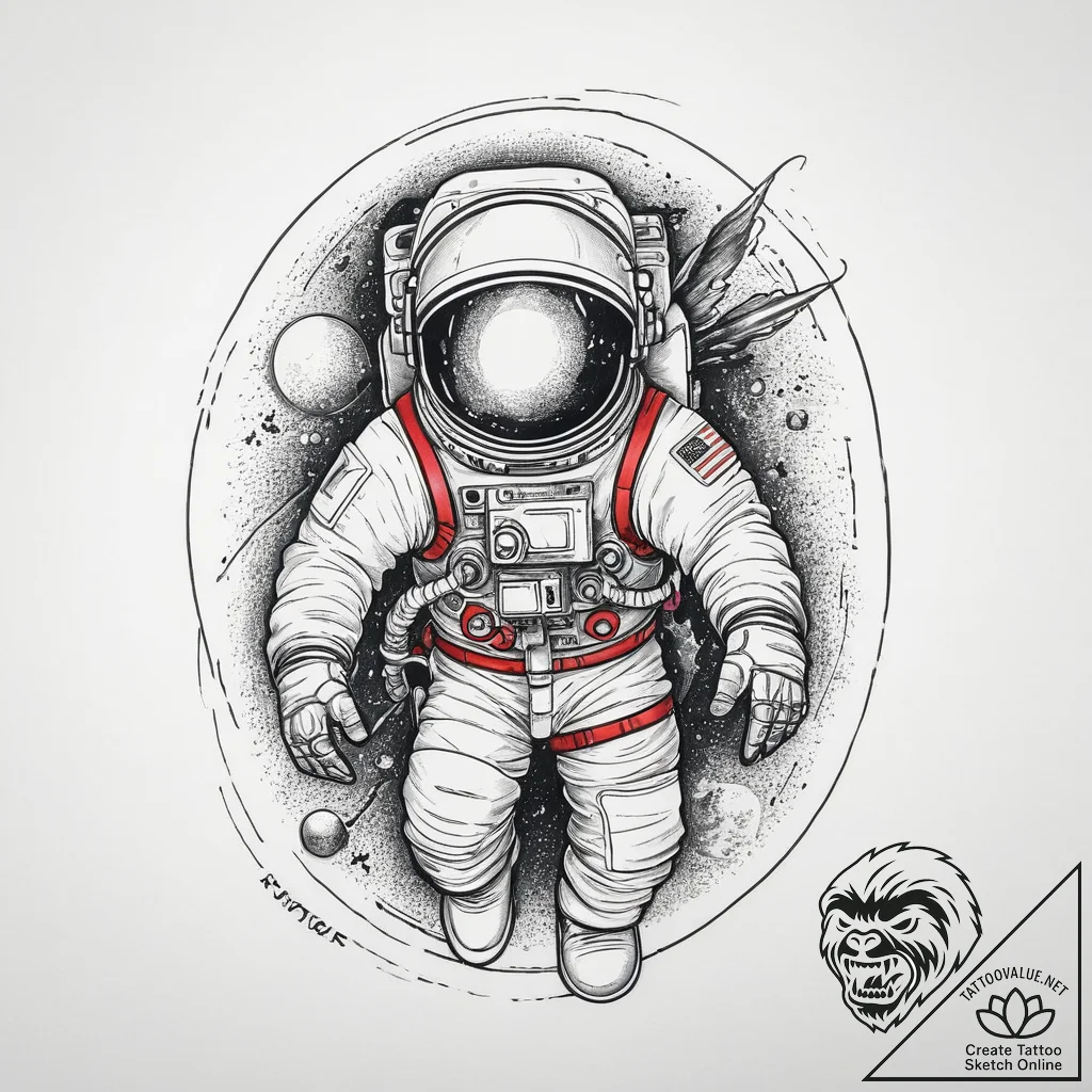 Tattoo sketch astronaut tattoo, artistic tatt... - tattoo sketch (№1757234387_0, 07.09.2025 08:39) — tattoovalue.net