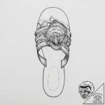 Tattoo sketch sandal with a shell – tattoo sketch (№1757234782_0, 07.09.2025 08:46) — tattoovalue.net