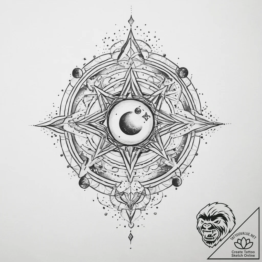 Tattoo sketch cosmic dimension - tattoo sketch (№1757235773_0, 07.09.2025 09:02) — tattoovalue.net