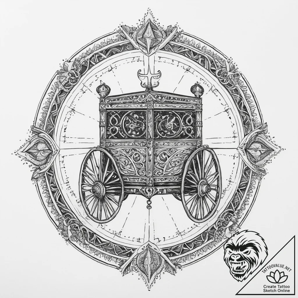 Tattoo sketch tarot card chariot, tattoo sket... - tattoo sketch (№1757238559_0, 07.09.2025 09:49) — tattoovalue.net