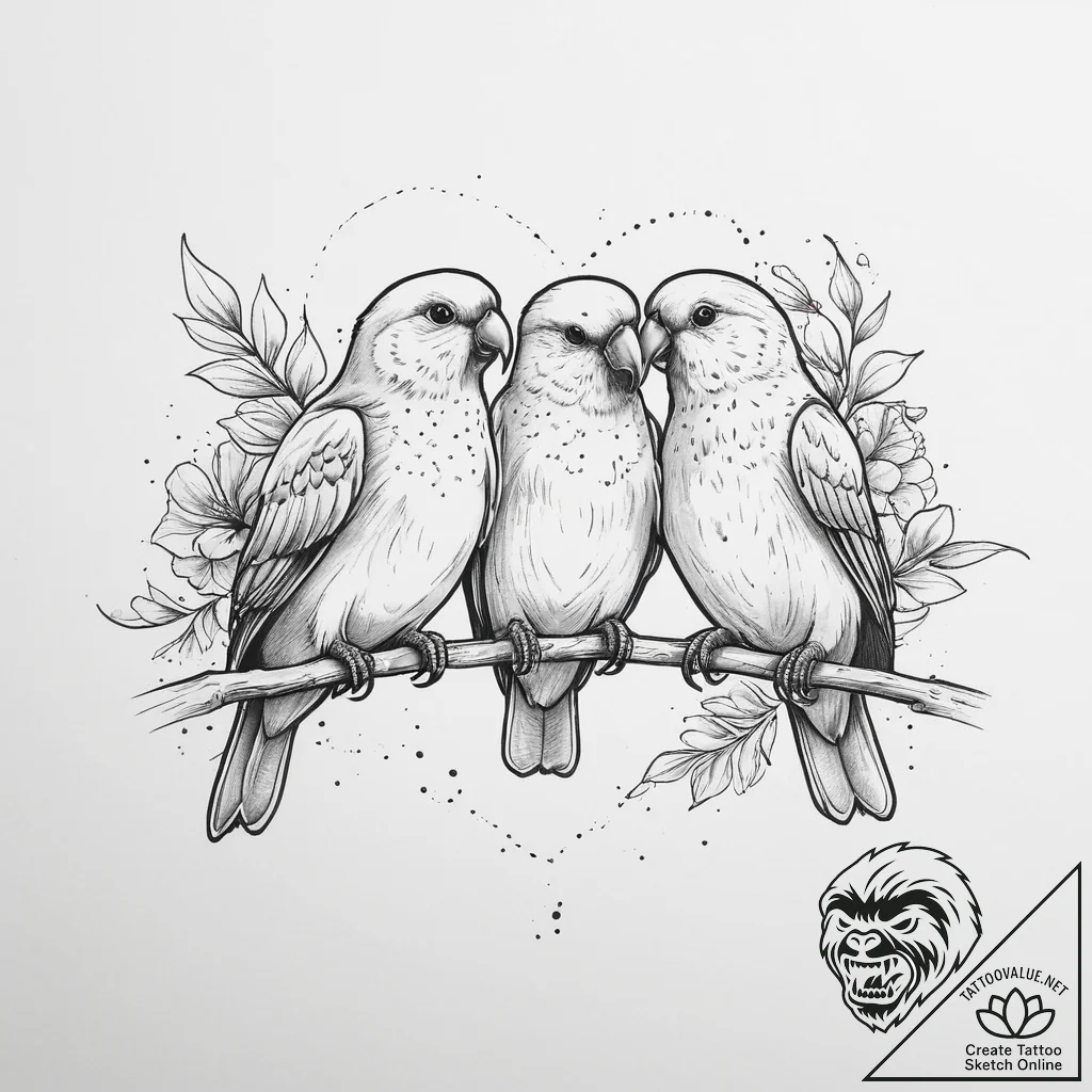 Tattoo sketch love birds with a quote, artist... - tattoo sketch (№1757240139_0, 07.09.2025 10:15) — tattoovalue.net