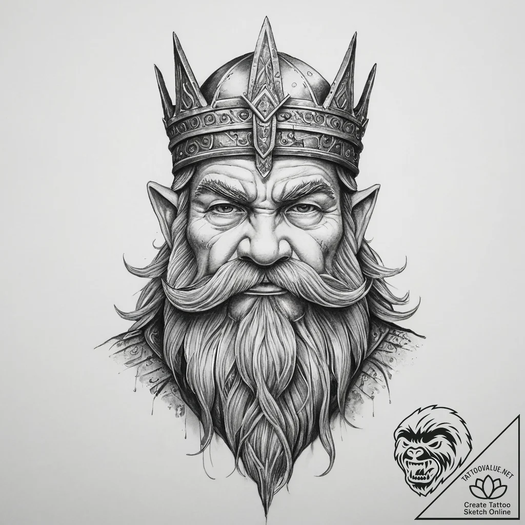 Tattoo sketch dwarven king - tattoo sketch (№1757240532_0, 07.09.2025 10:22) — tattoovalue.net