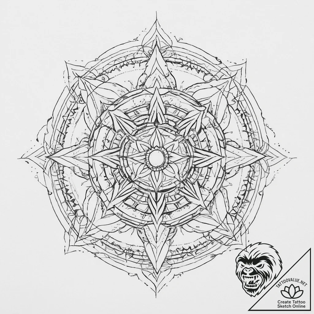Tattoo sketch cosmic fount, tattoo line art,... - tattoo sketch (№1757240933_0, 07.09.2025 10:28) — tattoovalue.net