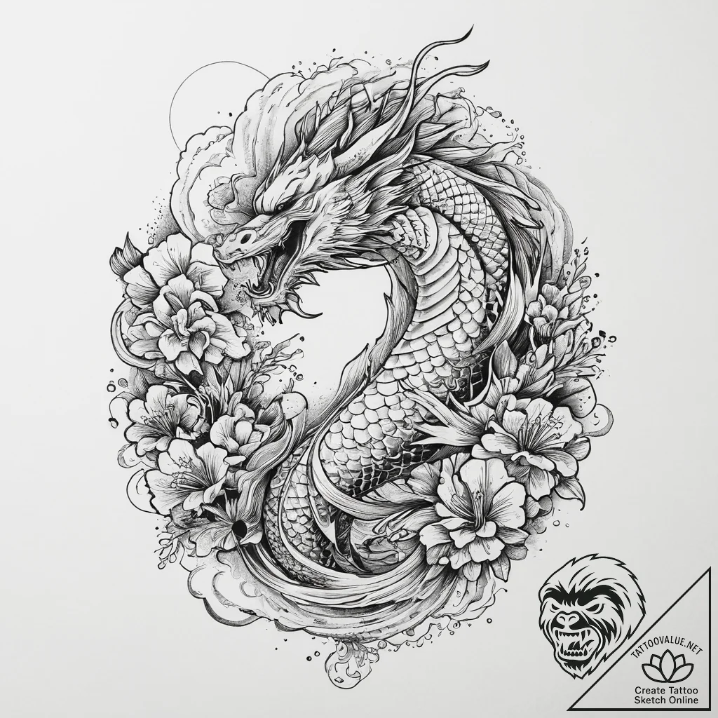 Tattoo sketch oasis, ink illustration for tat... - tattoo sketch (№1757241927_0, 07.09.2025 10:45) — tattoovalue.net