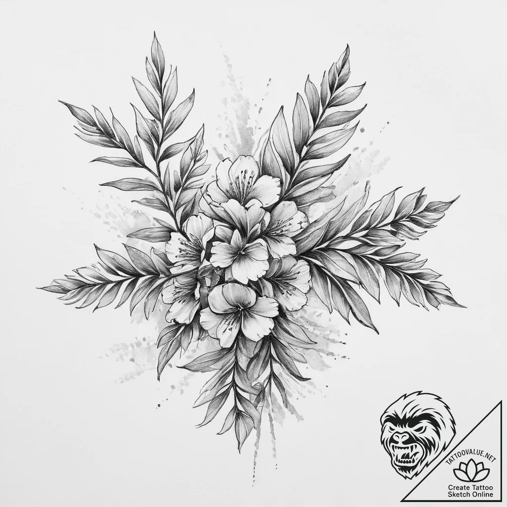 Tattoo sketch wattle flower, tattoo drawing o... - tattoo sketch (№1757243919_0, 07.09.2025 11:18) — tattoovalue.net