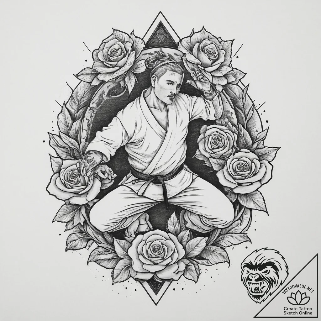 Tattoo sketch judo person throwing, artistic... - tattoo sketch (№1757244515_0, 07.09.2025 11:28) — tattoovalue.net