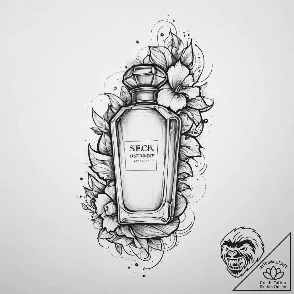 Tattoo sketch perfume tattoo, tattoo line art... - tattoo sketch (№1757245700_0, 07.09.2025 11:48) — tattoovalue.net