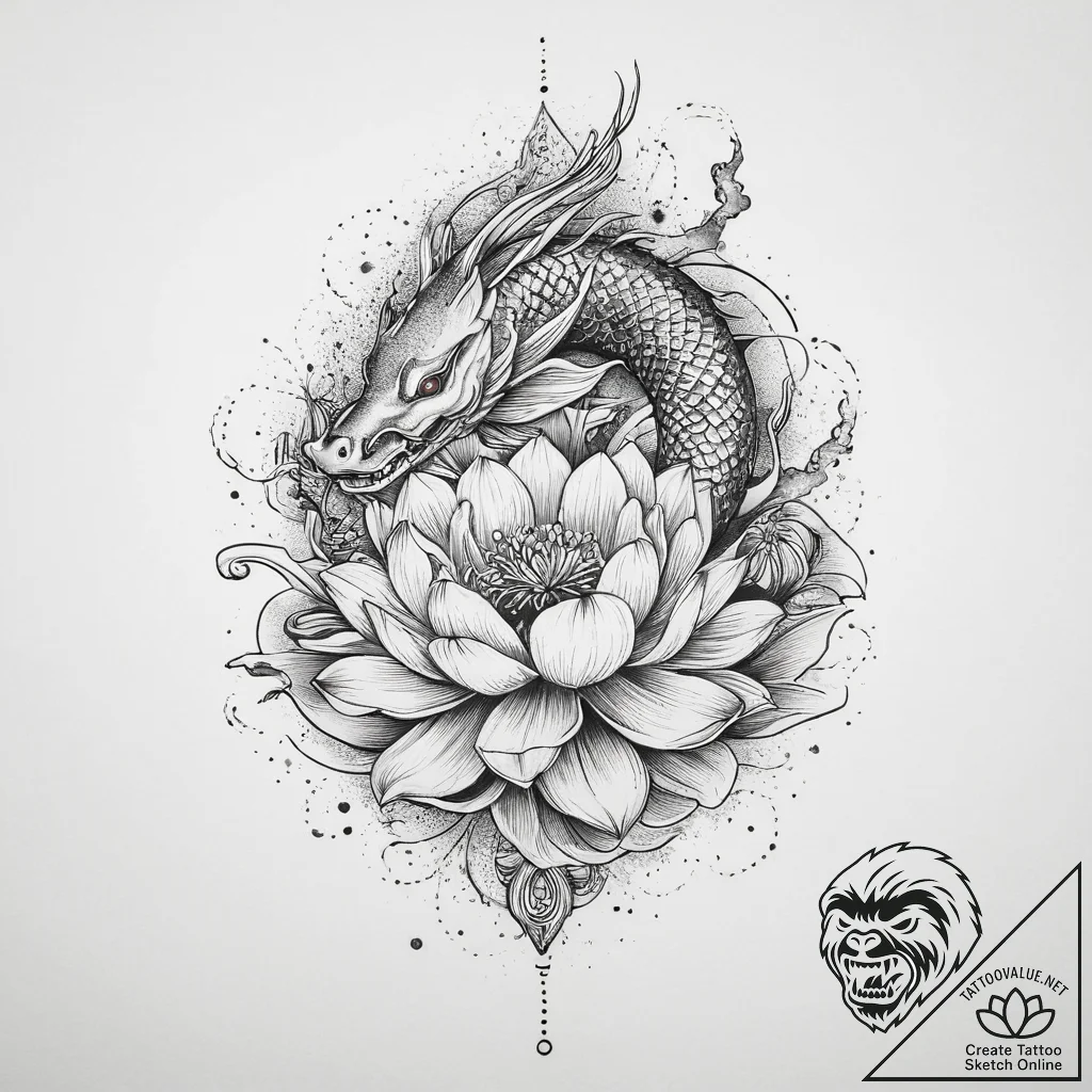 Tattoo sketch lotus flower, artistic tattoo s... - tattoo sketch (№1757245896_0, 07.09.2025 11:51) — tattoovalue.net