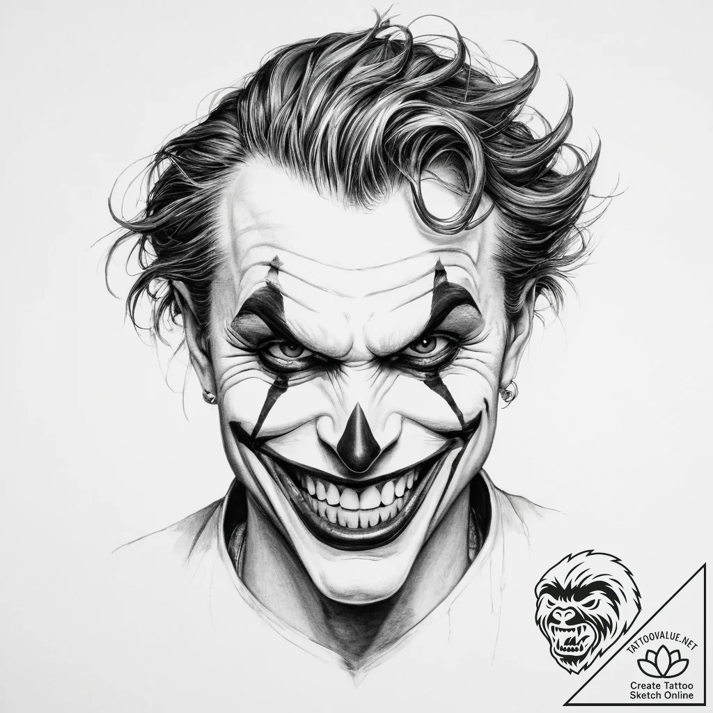 Tattoo sketch joker smile - tattoo sketch (№1757246292_0, 07.09.2025 11:58) — tattoovalue.net