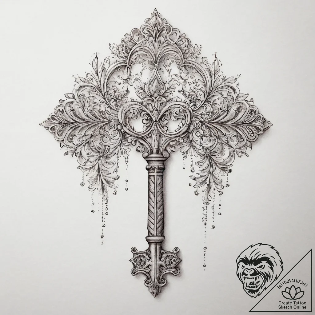 Tattoo sketch glowing key, artistic tattoo sk... - tattoo sketch (№1757246487_0, 07.09.2025 12:01) — tattoovalue.net