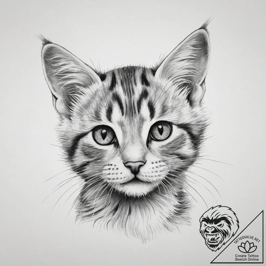 Tattoo sketch playful kitten, tattoo sketch d... - tattoo sketch (№1757247275_0, 07.09.2025 12:14) — tattoovalue.net