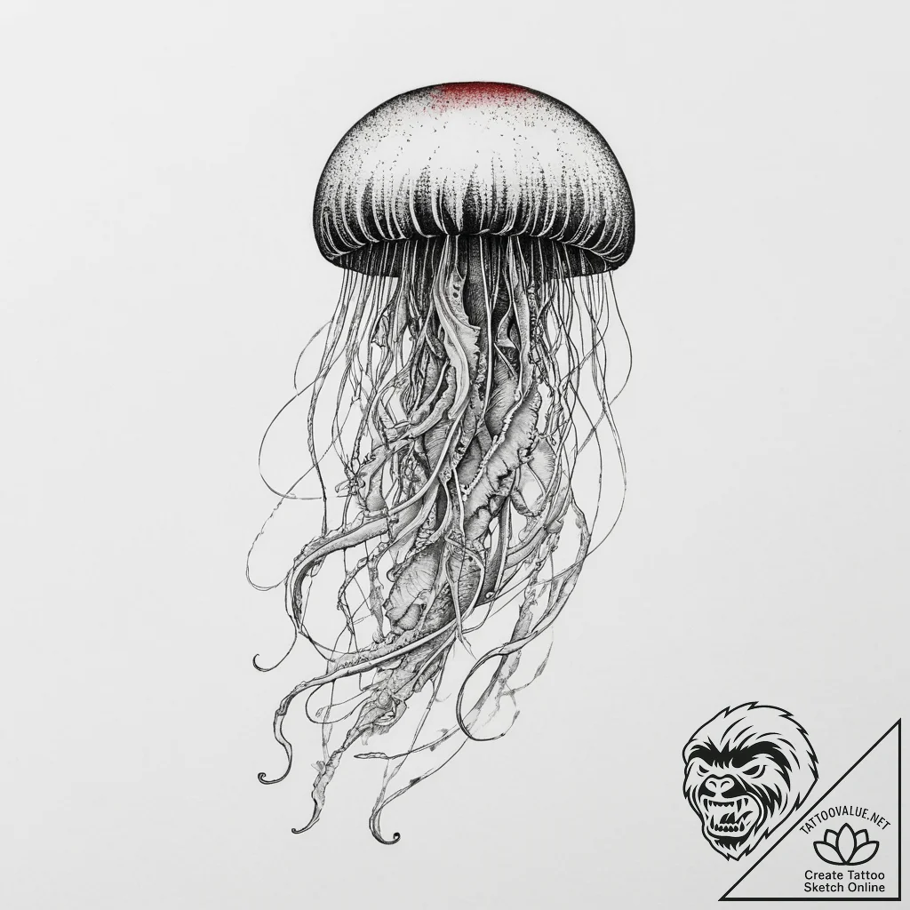 Tattoo sketch jellyfish, tattoo sketch design... - tattoo sketch (№1757247861_0, 07.09.2025 12:24) — tattoovalue.net