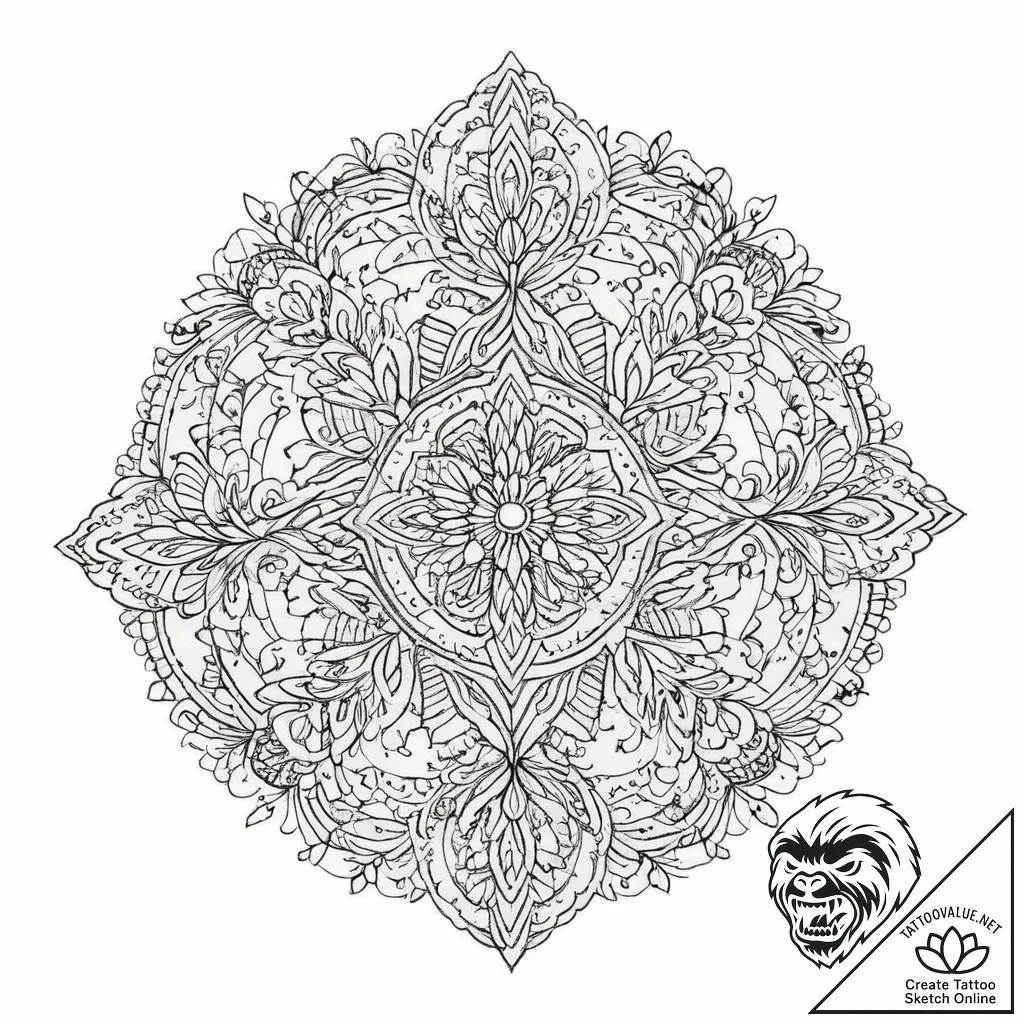 Tattoo sketch slavic embroidery pattern with... - tattoo sketch (№1757248258_0, 07.09.2025 12:30) — tattoovalue.net