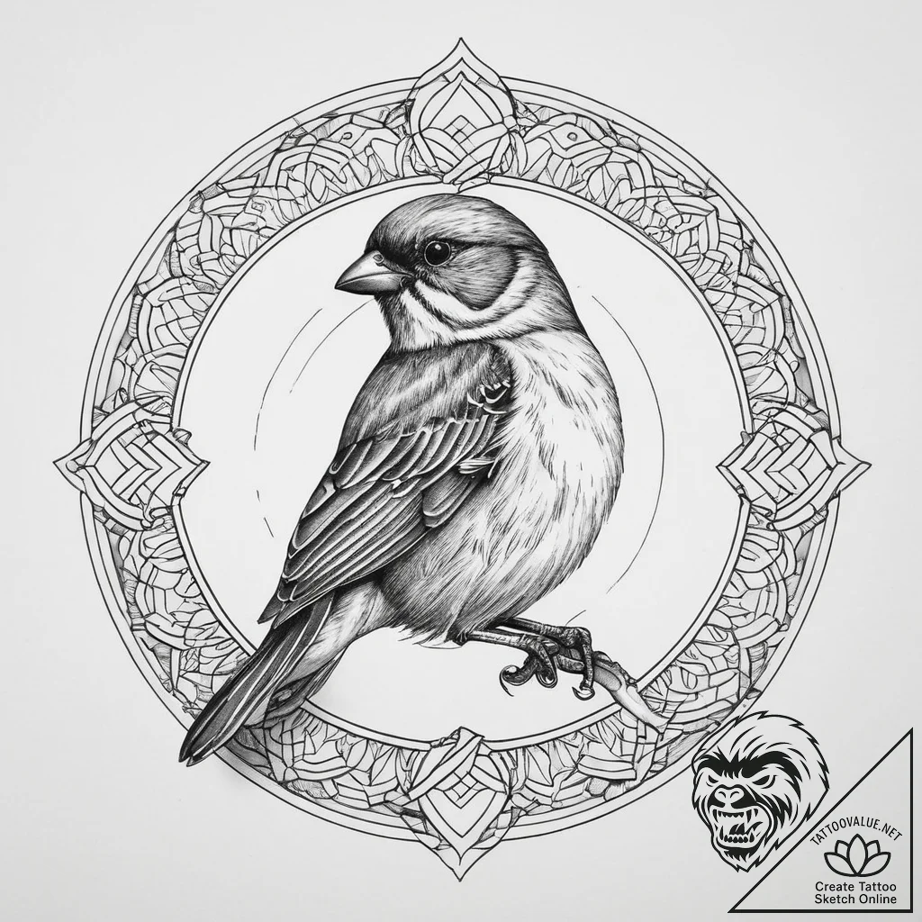 Tattoo sketch house sparrow, concept art for... - tattoo sketch (№1757249054_0, 07.09.2025 12:44) — tattoovalue.net