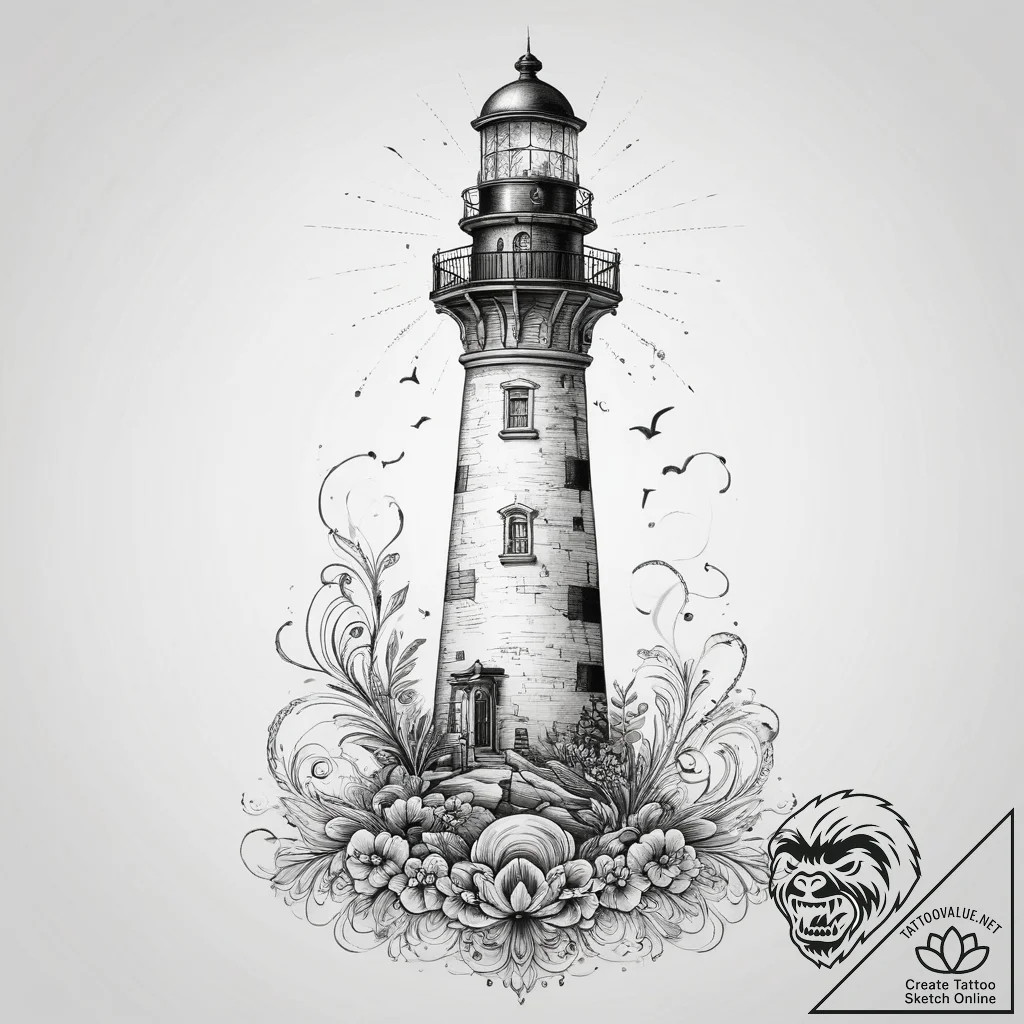 Tattoo sketch lighthouse, tattoo line art, or... - tattoo sketch (№1757249446_0, 07.09.2025 12:50) — tattoovalue.net