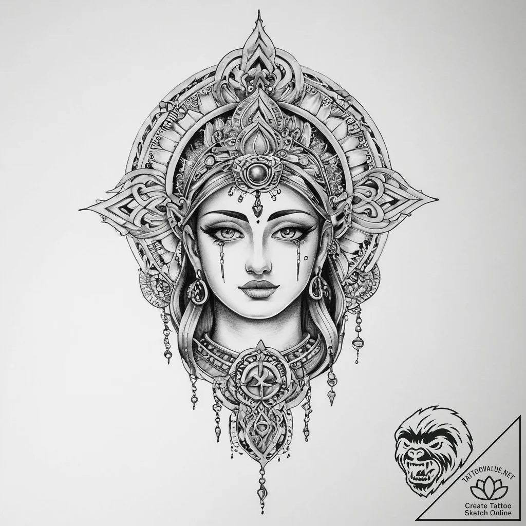 Tattoo sketch sacred portrayal - tattoo sketch (№1757249649_0, 07.09.2025 12:54) — tattoovalue.net