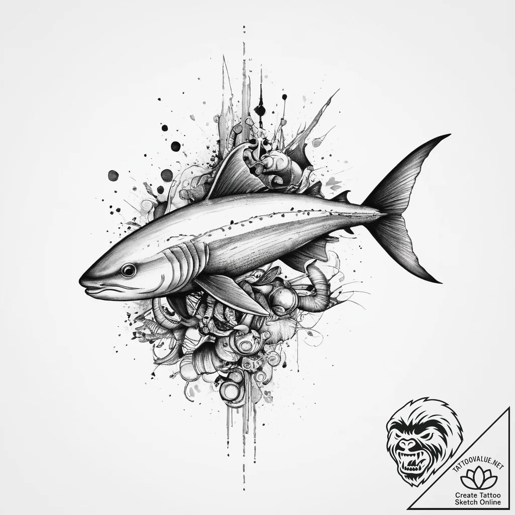 Tattoo sketch dogfish, artistic tattoo sketch... - tattoo sketch (№1757249862_0, 07.09.2025 12:57) — tattoovalue.net