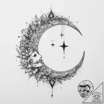 Tattoo sketch crescent moon and stars, tattoo… – tattoo sketch (№1757250472_0, 07.09.2025 13:07) — tattoovalue.net