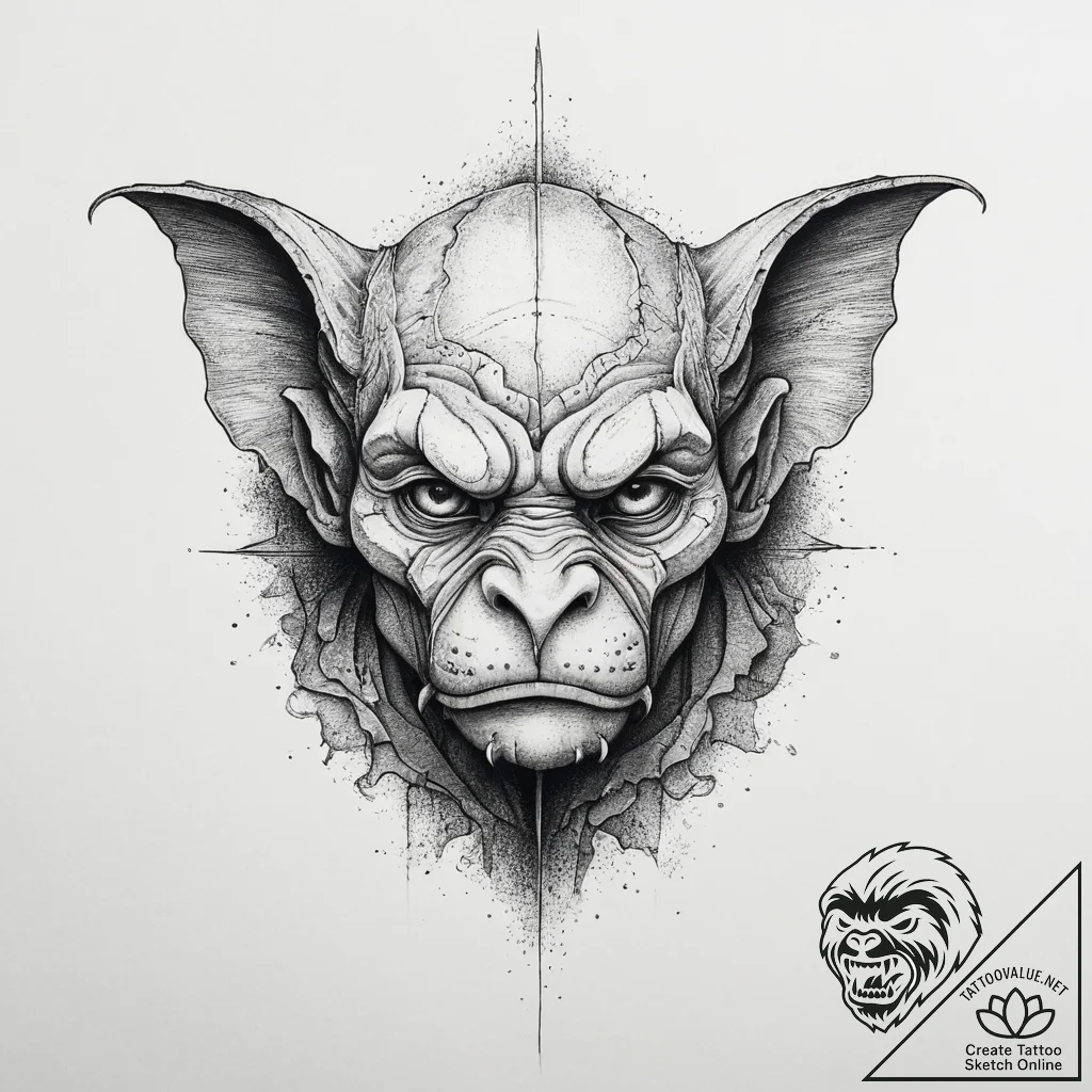Tattoo sketch gargoyle, ink illustration for... - tattoo sketch (№1757251067_0, 07.09.2025 13:17) — tattoovalue.net