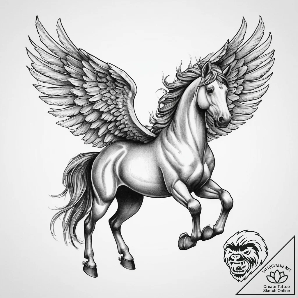 Tattoo sketch pegasus tattoo, ink illustratio... - tattoo sketch (№1757251867_0, 07.09.2025 13:31) — tattoovalue.net