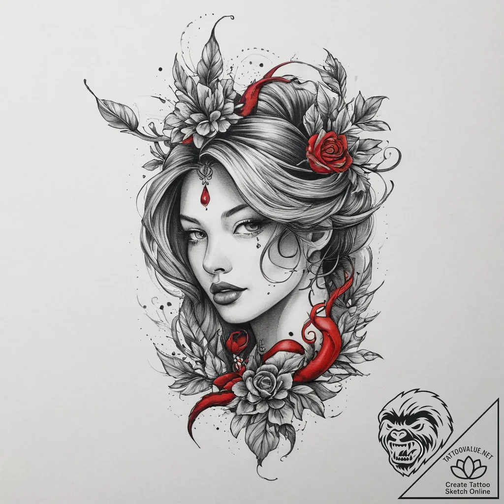 Tattoo sketch mystical scene, tattoo line art... - tattoo sketch (№1757252473_0, 07.09.2025 13:41) — tattoovalue.net