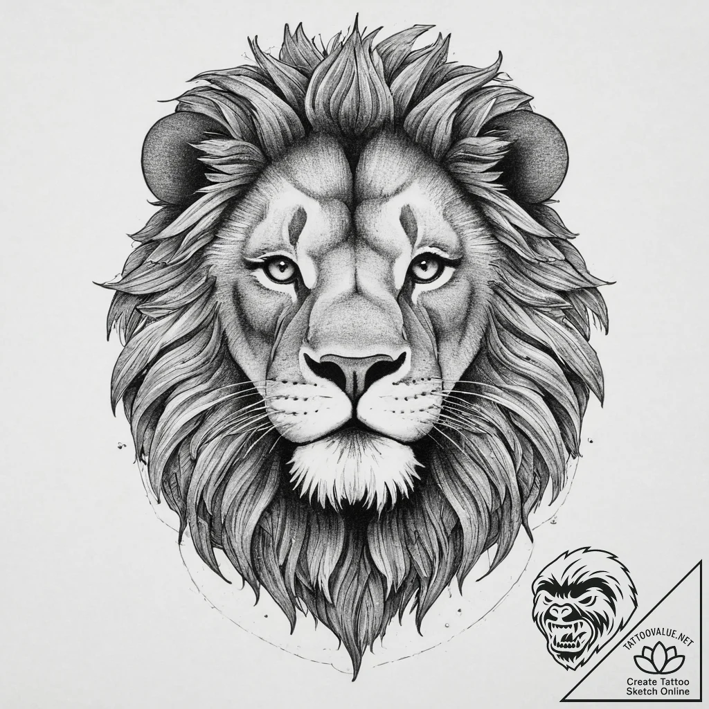 Tattoo sketch lion in a ballistic vest, tatto... - tattoo sketch (№1757253287_0, 07.09.2025 13:54) — tattoovalue.net