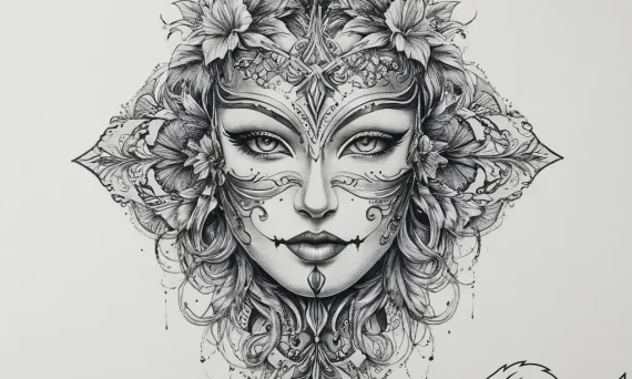 Tattoo sketch mask, artistic tattoo sketch, o... - tattoo sketch (№1757253484_0, 07.09.2025 13:58) — tattoovalue.net