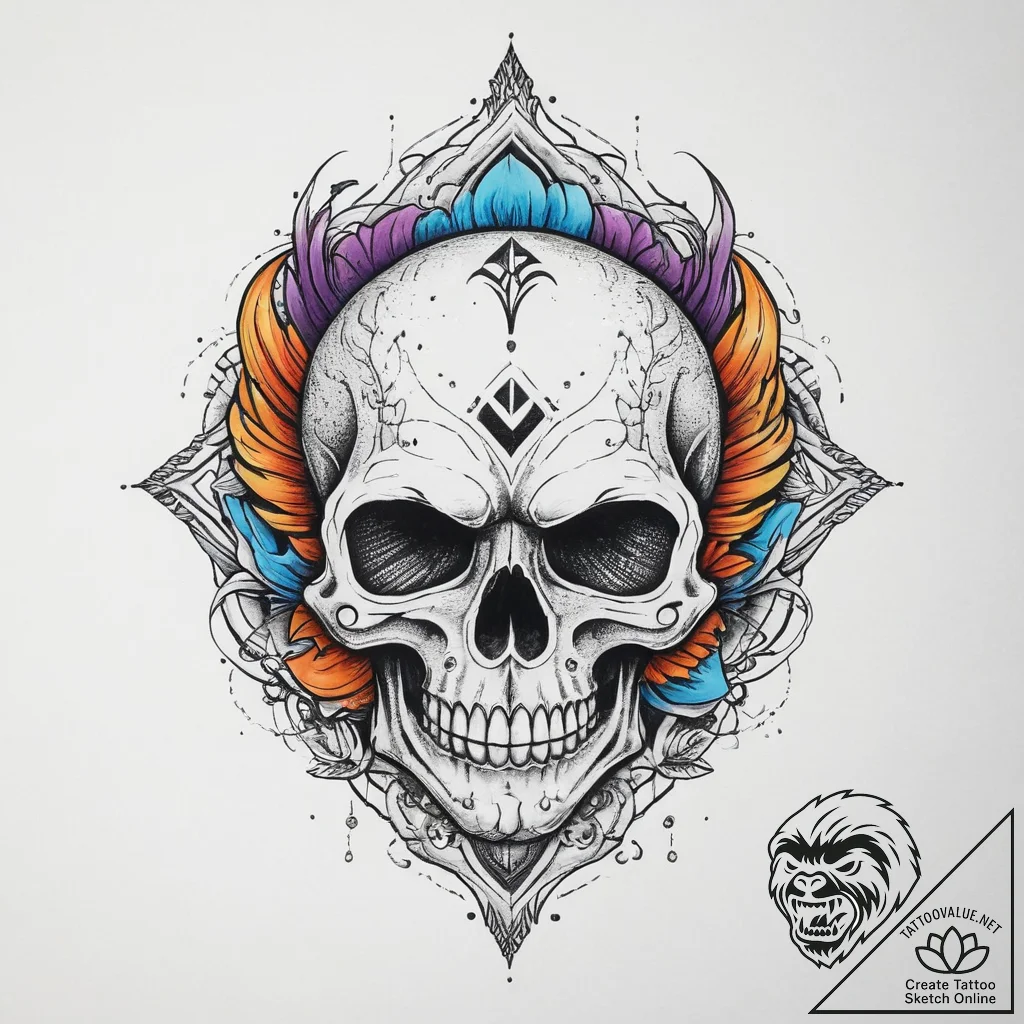 Tattoo sketch череп с зодиаком, tattoo drawin... - tattoo sketch (№1757254276_0, 07.09.2025 14:11) — tattoovalue.net