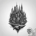 Tattoo sketch cyberpunk cityscape, tattoo lin… – tattoo sketch (№1757255076_0, 07.09.2025 14:24) — tattoovalue.net