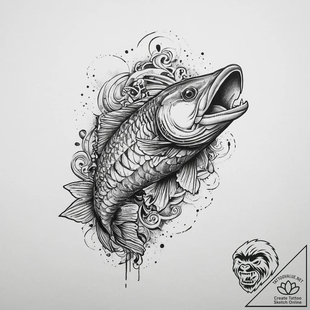 Tattoo sketch bowfin, ink illustration for ta... - tattoo sketch (№1757255897_0, 07.09.2025 14:38) — tattoovalue.net