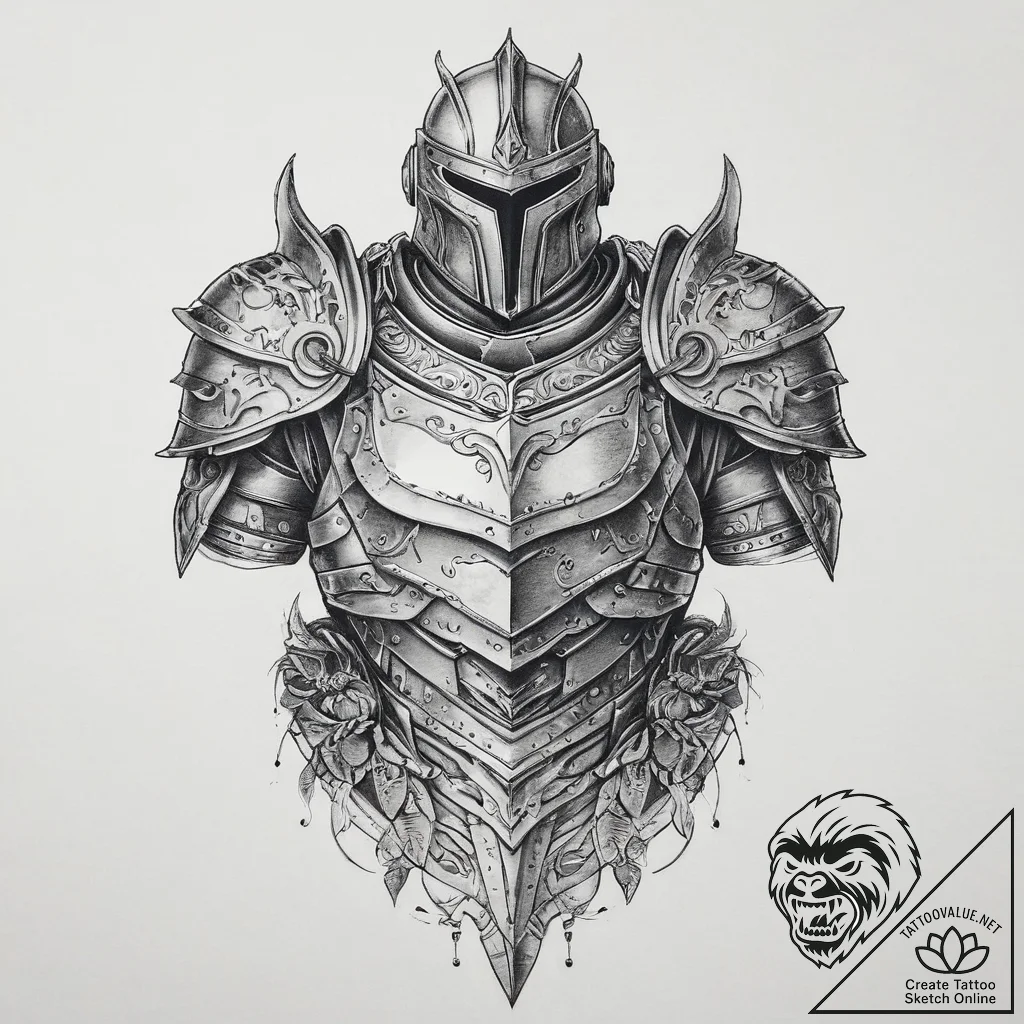 Tattoo sketch armor, tattoo line art, on a cl... - tattoo sketch (№1757256903_0, 07.09.2025 14:55) — tattoovalue.net