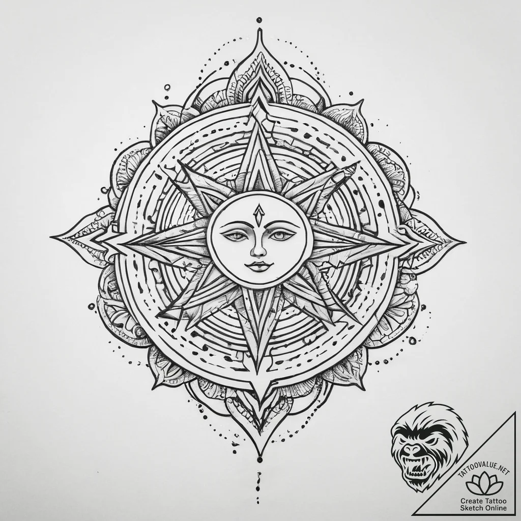 Tattoo sketch cosmic spirit - tattoo sketch (№1757258285_0, 07.09.2025 15:18) — tattoovalue.net