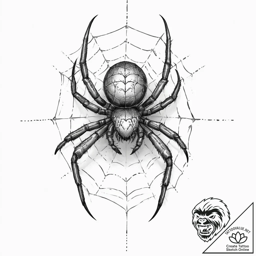 Tattoo sketch a spider with a web, tattoo fla... - tattoo sketch (№1757259093_0, 07.09.2025 15:31) — tattoovalue.net