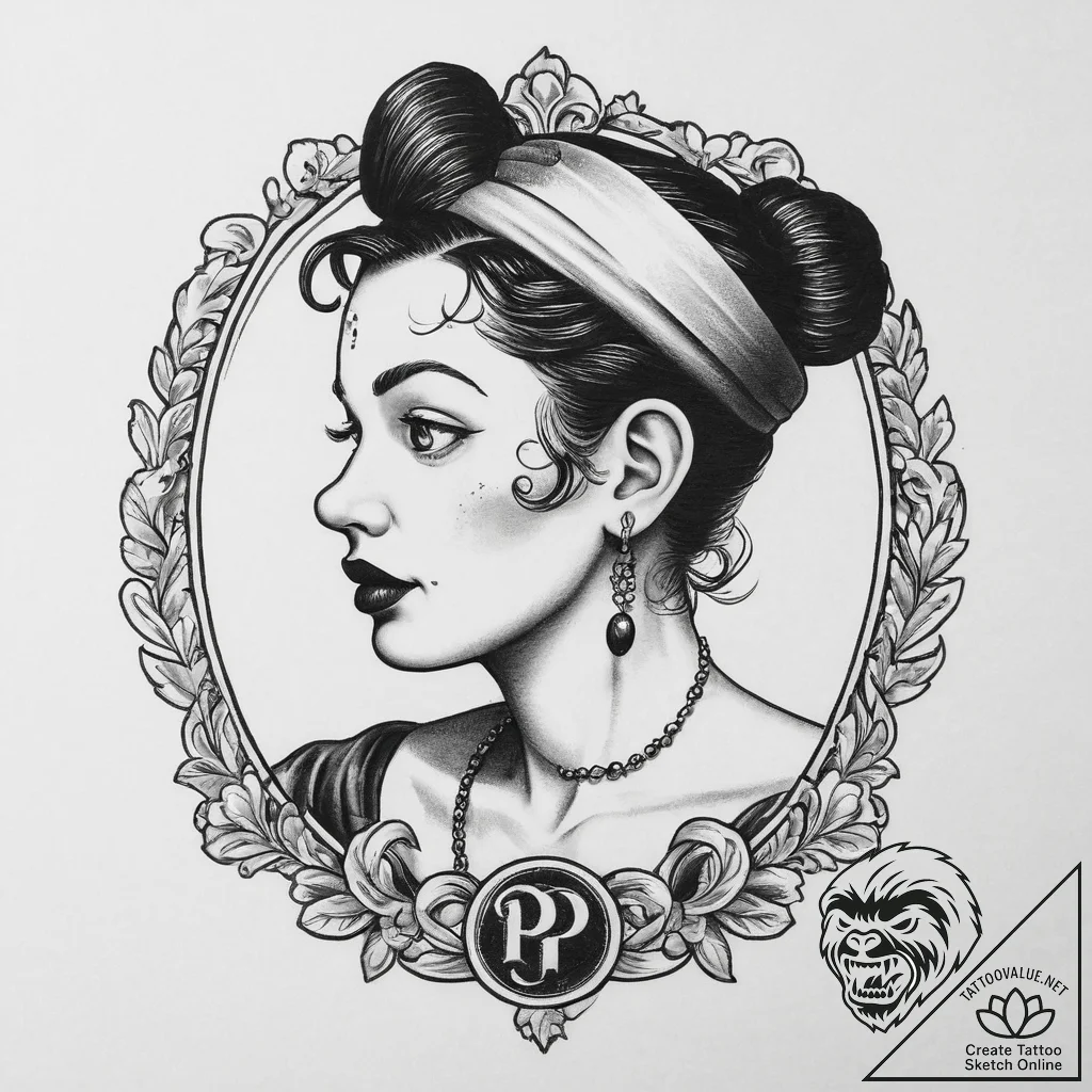 Tattoo sketch popeye with olive oyl, tattoo s... - tattoo sketch (№1757259290_0, 07.09.2025 15:34) — tattoovalue.net