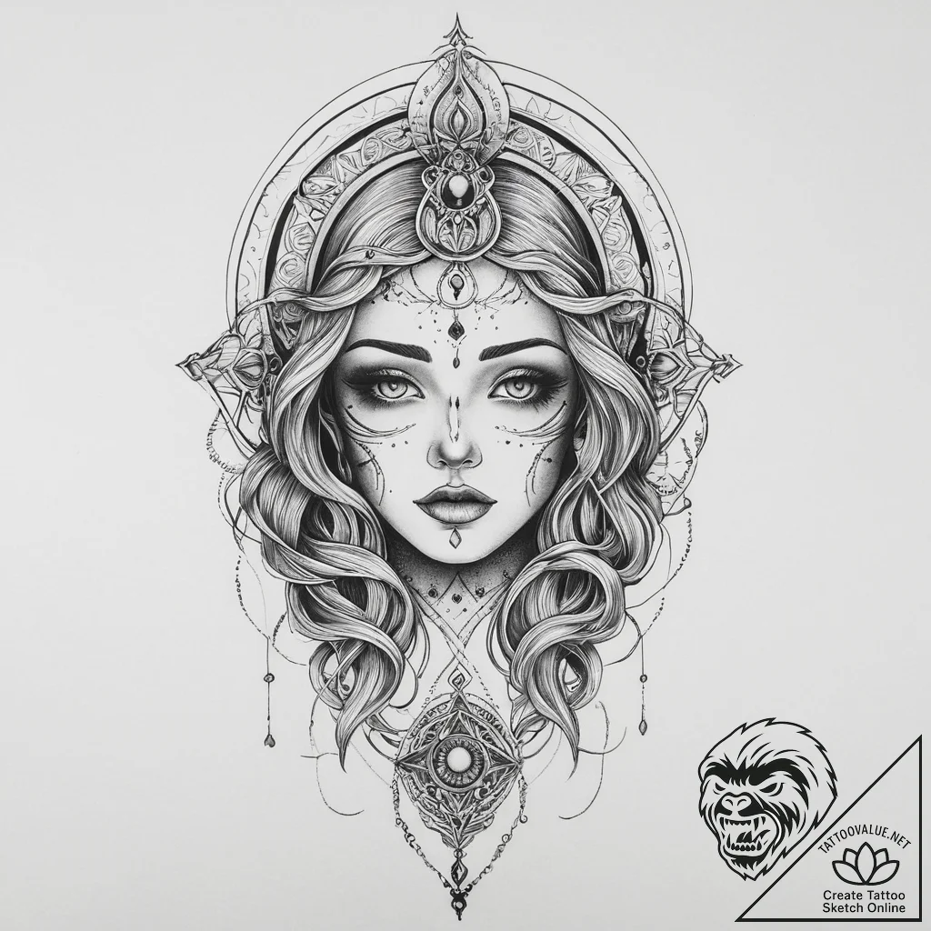 Tattoo sketch cosmic ghost, artistic tattoo s... - tattoo sketch (№1757259686_0, 07.09.2025 15:41) — tattoovalue.net