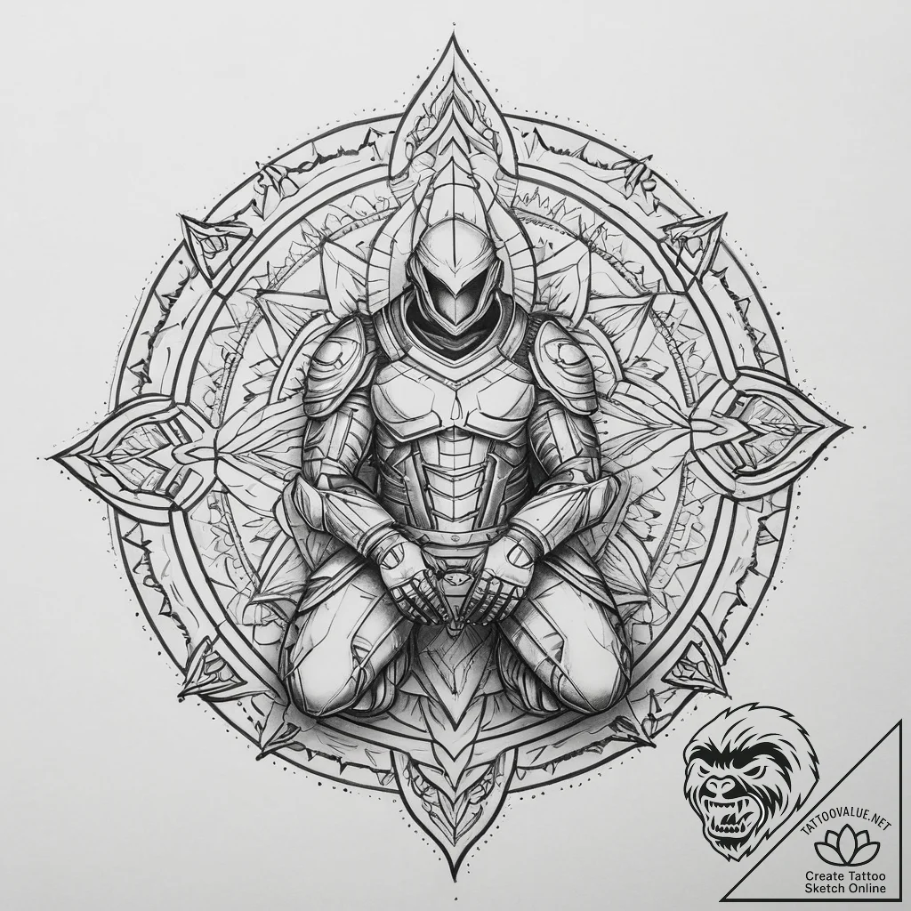 Tattoo sketch soldier kneeling, tattoo sketch... - tattoo sketch (№1757261668_0, 07.09.2025 16:14) — tattoovalue.net