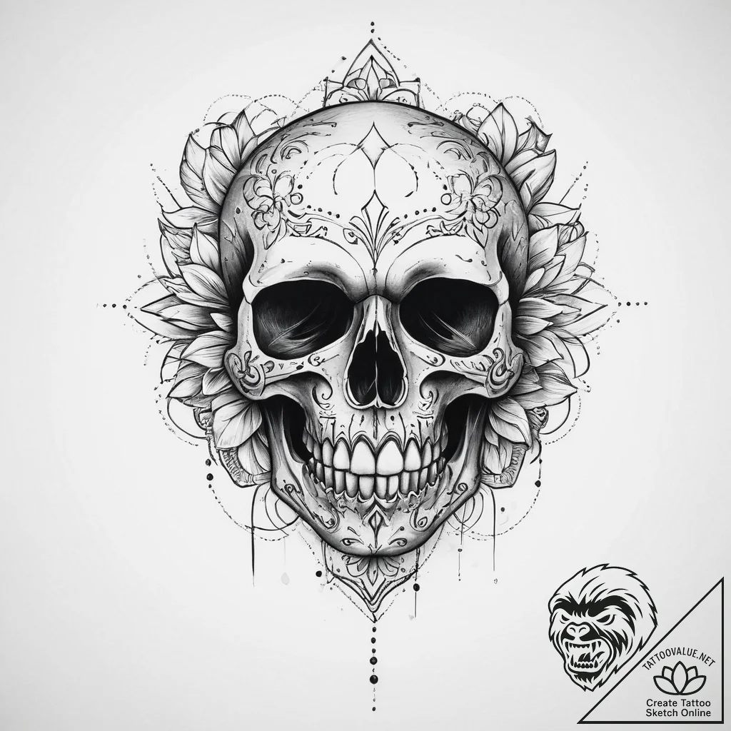 Tattoo sketch узор в виде черепа - tattoo sketch (№1757262261_0, 07.09.2025 16:24) — tattoovalue.net