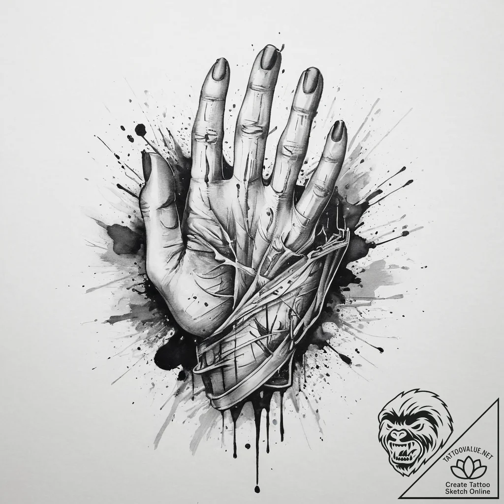Tattoo sketch hands with a death, concept art... - tattoo sketch (№1757262459_0, 07.09.2025 16:27) — tattoovalue.net