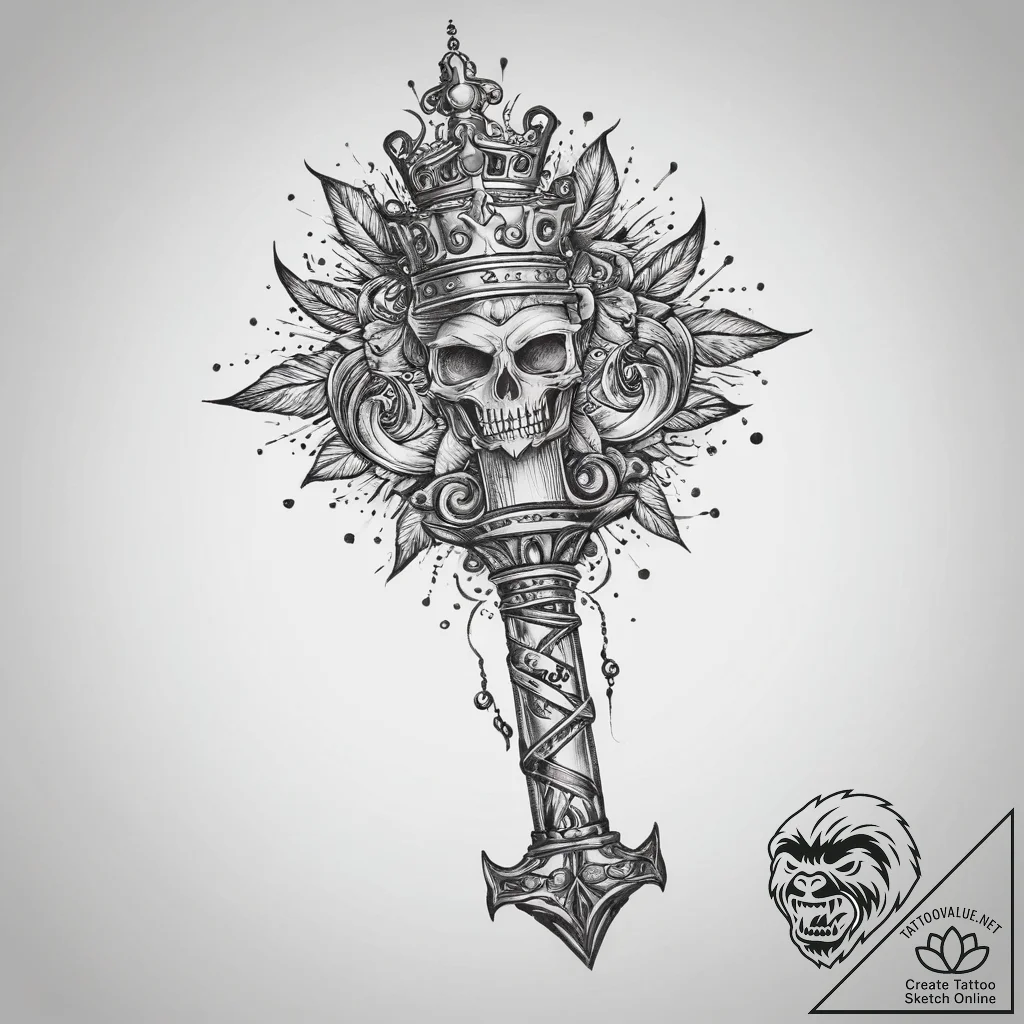 Tattoo sketch scepter, artistic tattoo sketch... - tattoo sketch (№1757264637_0, 07.09.2025 17:03) — tattoovalue.net