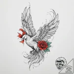 Tattoo sketch phoenix with a rose, ink illust… – tattoo sketch (№1757265627_0, 07.09.2025 17:20) — tattoovalue.net