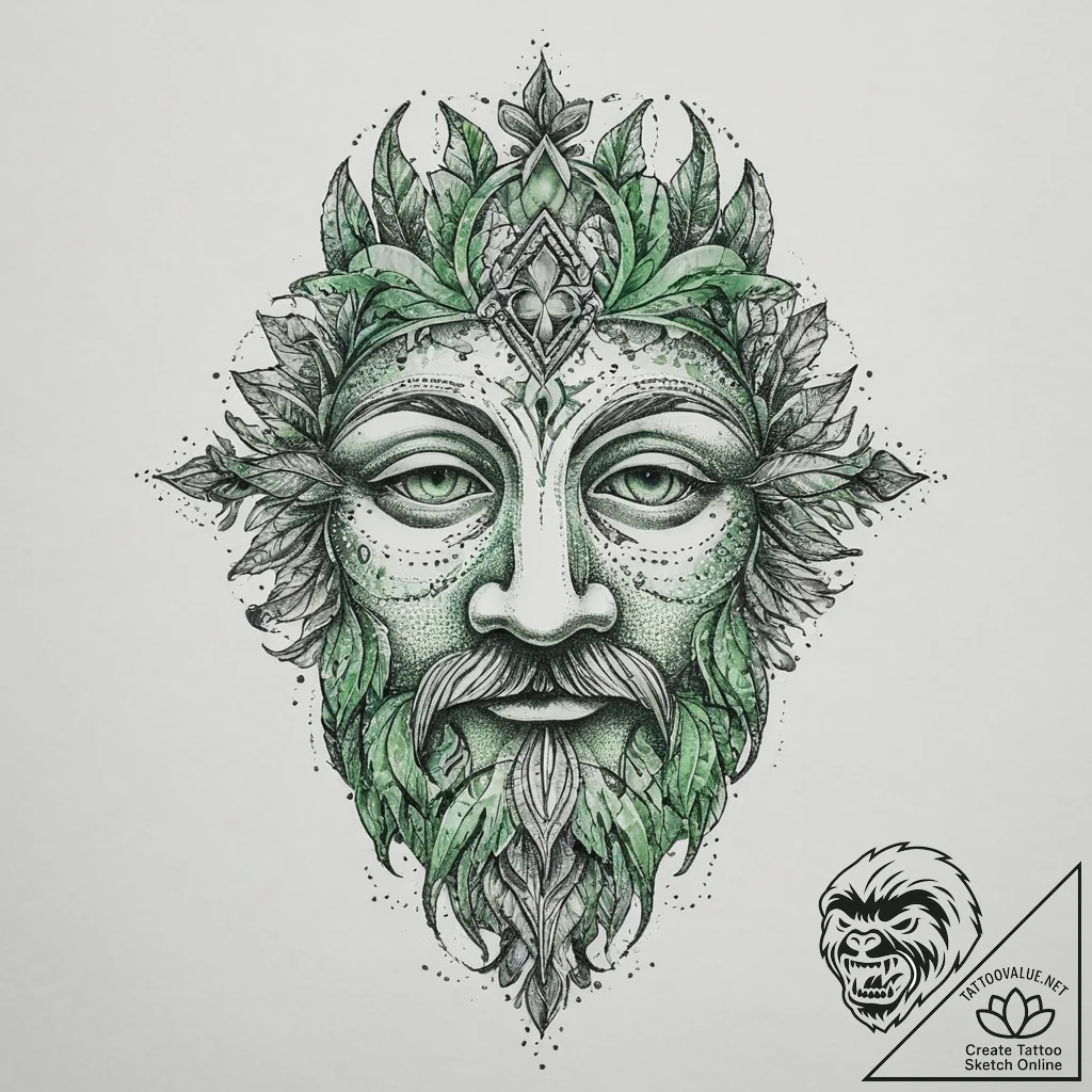 Tattoo sketch green man pagan, tattoo sketch... - tattoo sketch (№1757266225_0, 07.09.2025 17:30) — tattoovalue.net