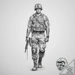 Tattoo sketch soldier with a key – tattoo sketch (№1757266621_0, 07.09.2025 17:37) — tattoovalue.net