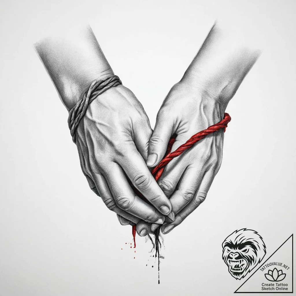Tattoo sketch hands with a knot, concept art... - tattoo sketch (№1757269032_0, 07.09.2025 18:17) — tattoovalue.net